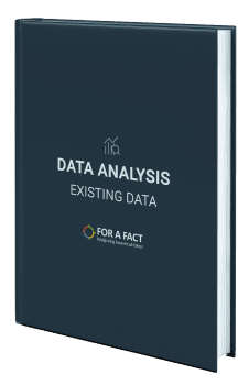 Illustration af en bog med teksten "Data Analysis Existing Data" på forsiden.